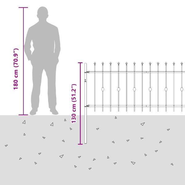 Шипова ограда Asten Черно 200 x 130 см