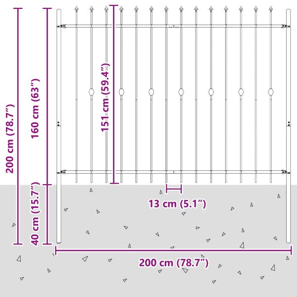 Шипова ограда Asten Черно 200 x 200 cm