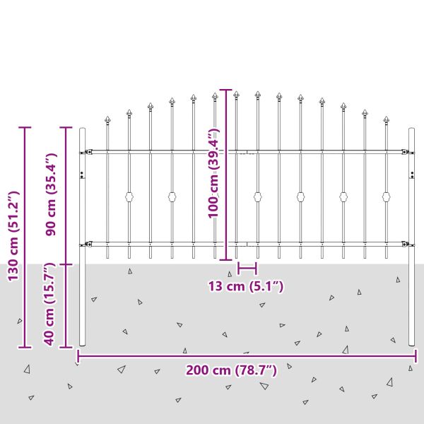 Шипова ограда Asten Черно 200 x 130 см