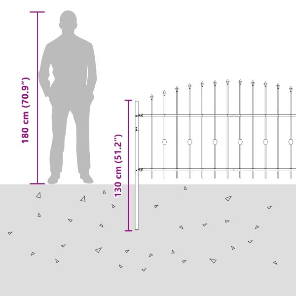 Шипова ограда Asten Черно 200 x 130 см