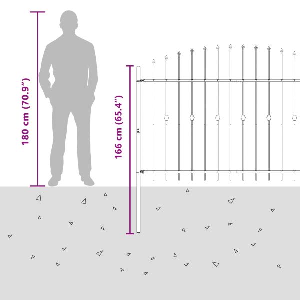 Шипова ограда Asten Черно 200 x 130 см