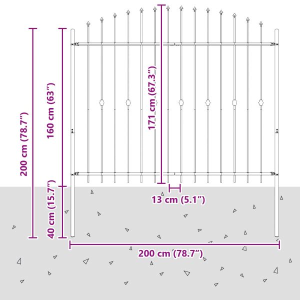 Шипова ограда Asten Черно 200 x 200 cm