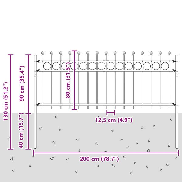 Кръгова ограда Tilburg Черно 200 x 130 см