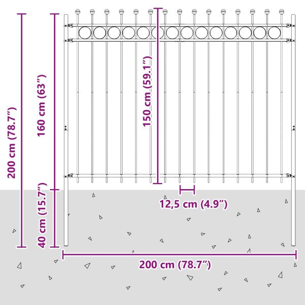 Кръгова ограда Tilburg Черно 200 x 200 cm