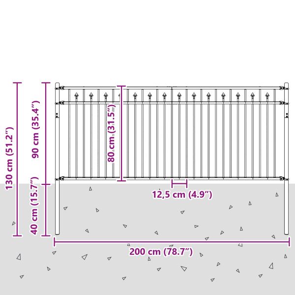Оградна колче Baarlo Черно 200 x 130 см