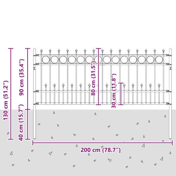 Ограда с Spike пръстен Horst Черно 200 x 130 см