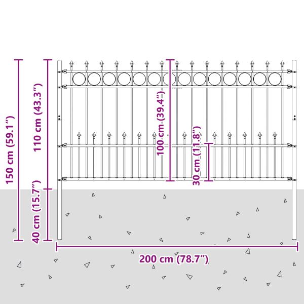 Ограда с Spike пръстен Horst Черно 200 x 150 cm