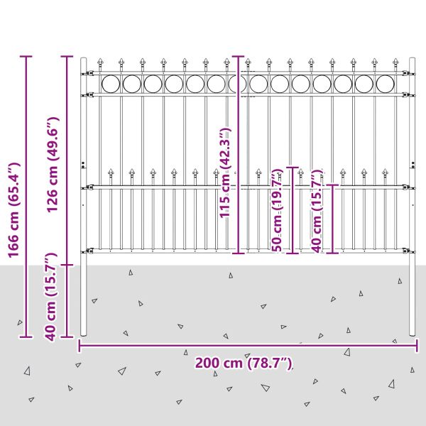 Ограда с Spike пръстен Horst Черно 200 x 130 см