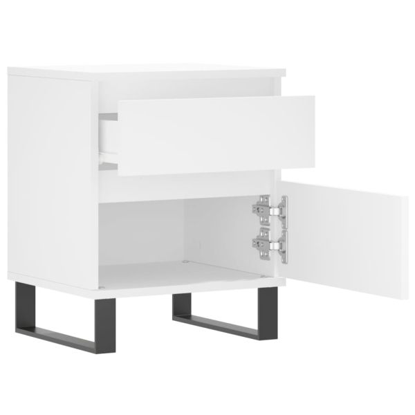 Нощни шкафчета, 2 бр, бели, 40x35x50 см, инженерно дърво