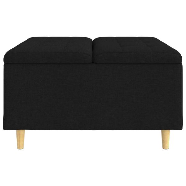 Табуретка с място за съхранение Черен 80 x 80 x 45 cm текстил