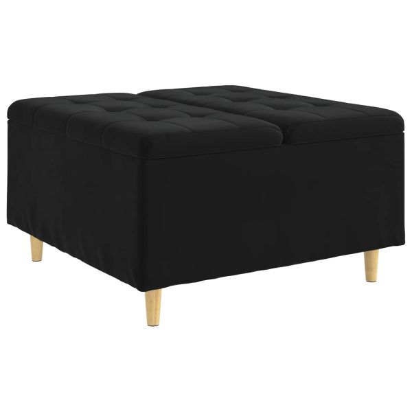 Табуретка с място за съхранение Черен 80 x 80 x 45 cm Кадифе