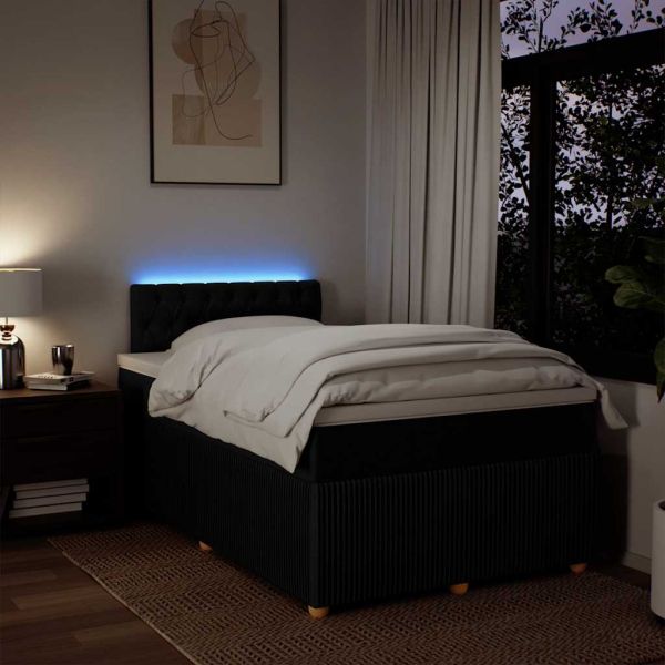 Боксспринг легло с матрак, черно, 120x200 см, плат