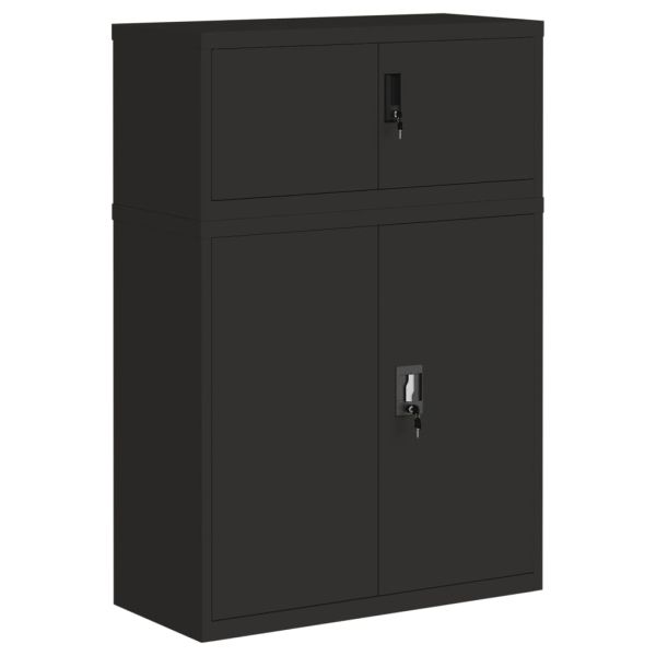Шкаф за папки черен 90x40x130 см стомана
