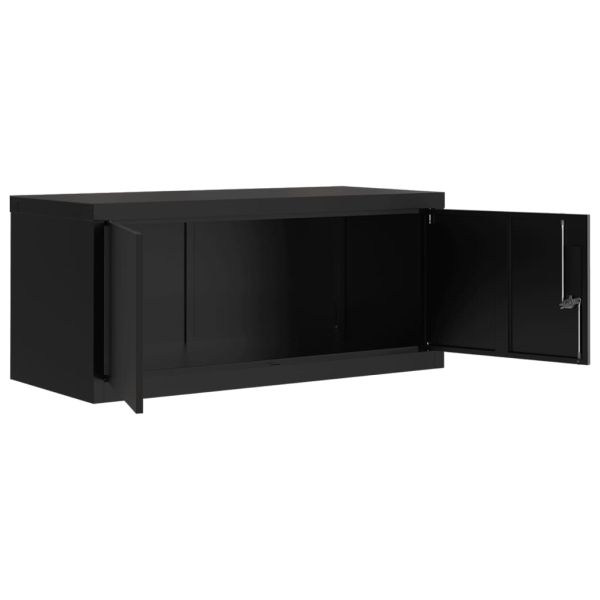 Шкаф за папки черен 90x40x130 см стомана