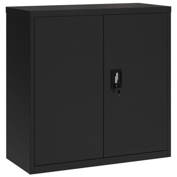 Шкаф за папки черен 90x40x130 см стомана