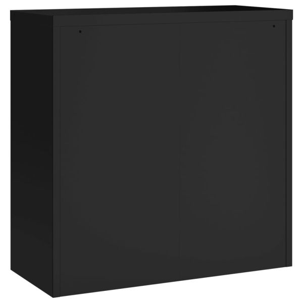 Шкаф за папки черен 90x40x130 см стомана