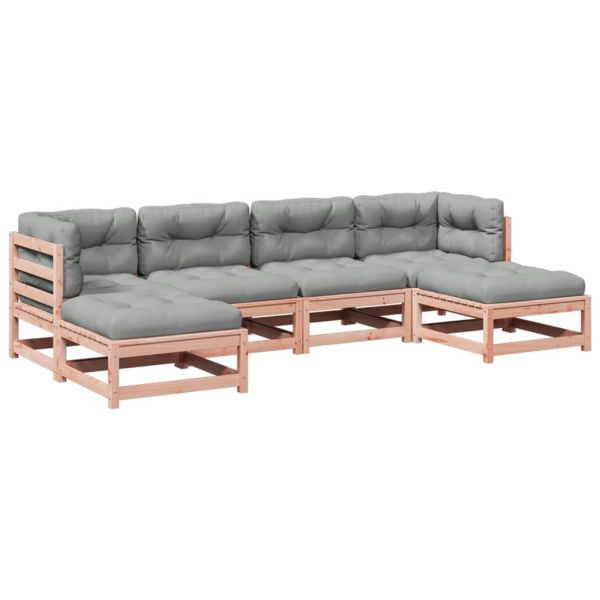 Градински комплект с възглавници, 6 части, дугласка ела масив