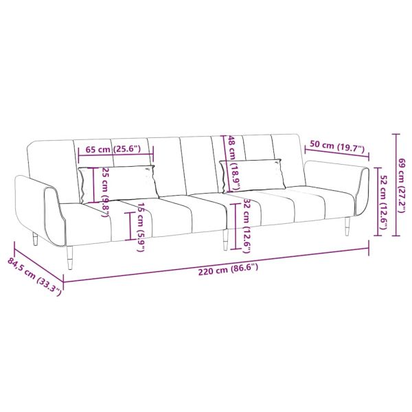 2-местно разтегателно канапе 2 възглавници светлозелено кадифе