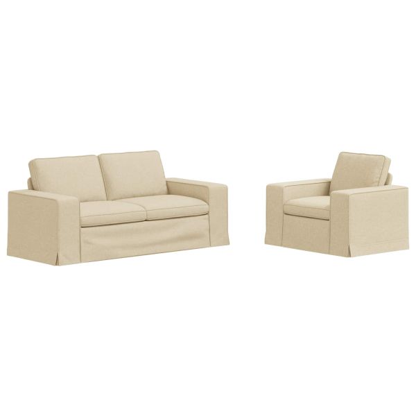 Комплект дивани 2 pcs Крем 182 x 80 x 82 см текстил