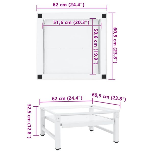 Поставка за пералня с издърпващ се рафт, бяла
