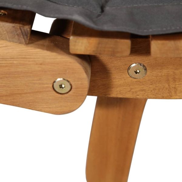 Шезлонг с възглавница, акация масив, тъмносив