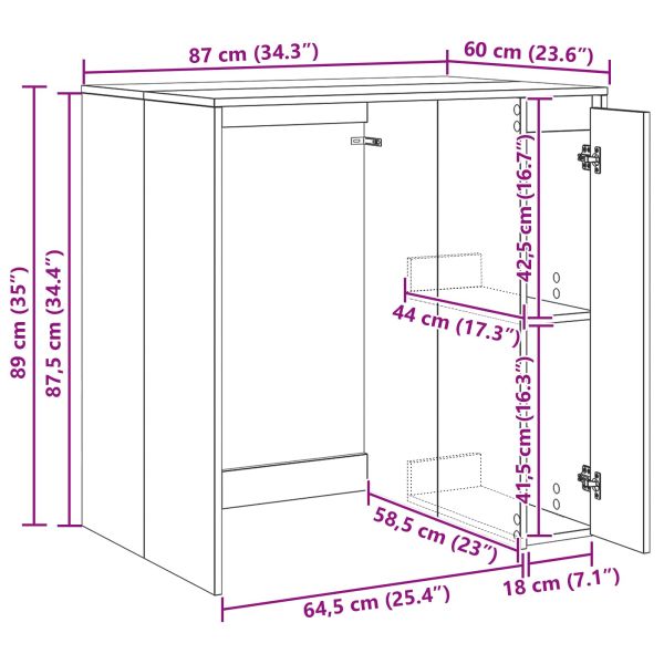 Шкаф за пералня Димян дъб 87 x 60 x 89 см Инженерно дърво