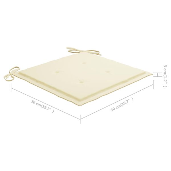 Градински столове 4 бр с кремави възглавници тиково дърво масив