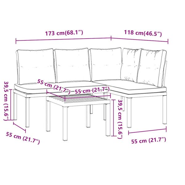 Градински пейки с възглавници 3 бр черен прахово боядисан метал