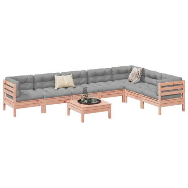 Градински комплект с възглавници, 8 части, дугласка ела масив