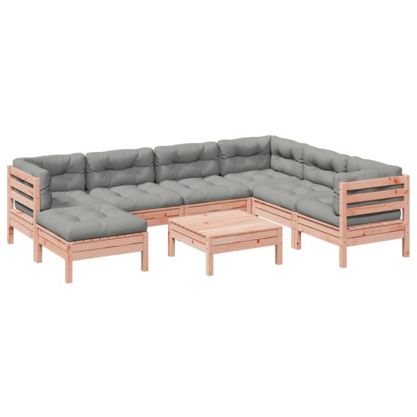 Градински комплект с възглавници, 8 части, дугласка ела масив