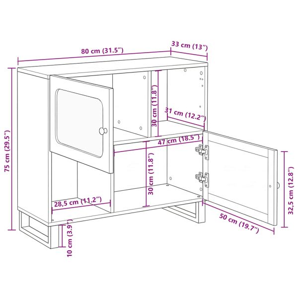 Служебен шкаф Кафяво 80 x 33 x 75 см Солидно мангово дърво