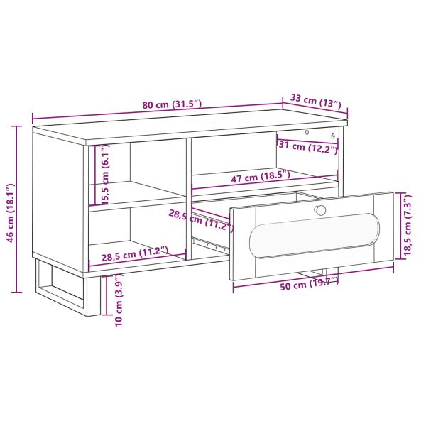 ТВ шкаф с чекмедже Кафяво 80 x 33 x 46 см Солидно мангово дърво