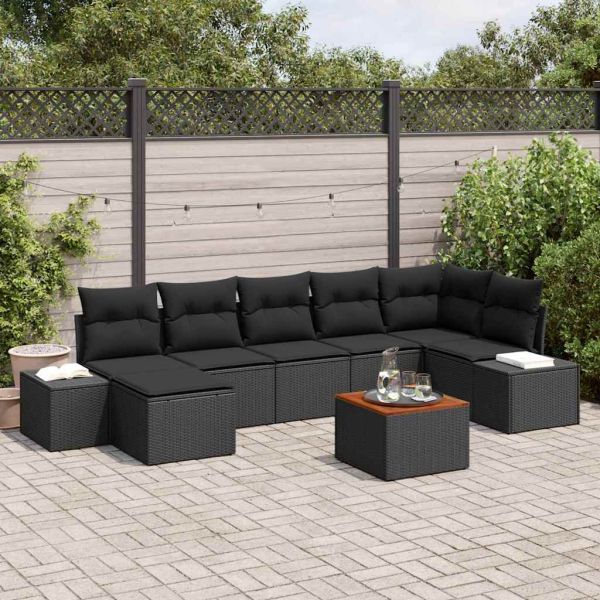 Градински Софа Комплект 8 pcs Черно