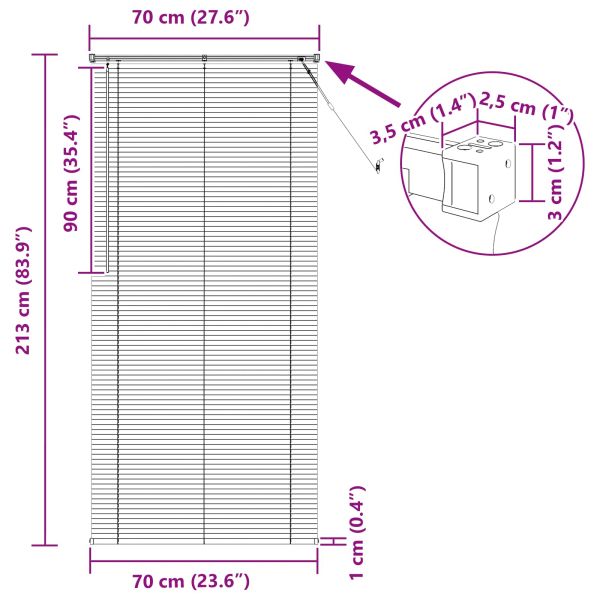 Венецианска щора Бял 213 x 70 см 25 mm ПВЦ