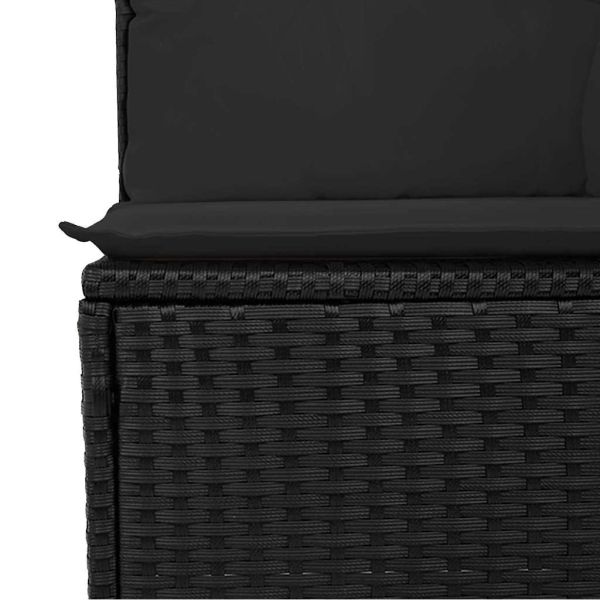 Градински Софа Комплект 8 бр. 7-Брой места Черно Полиратан