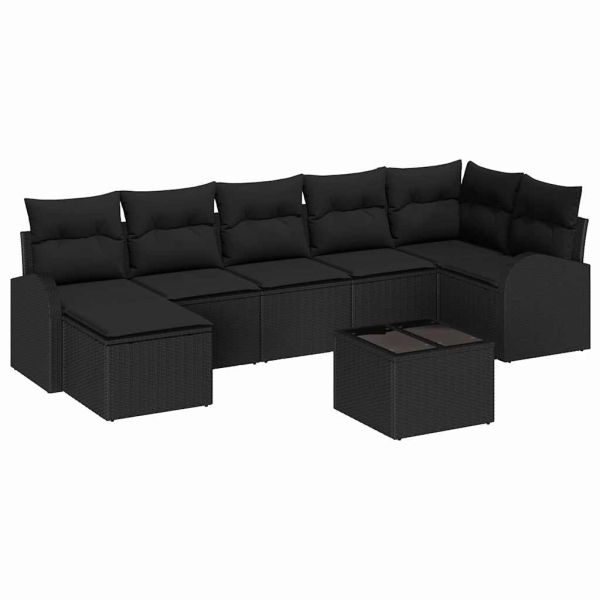 Комплект дивани с възглавница 8 pcs Черно полиратан