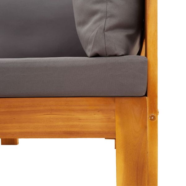 Градински комплект диван с възглавници, 3 части, акация масив