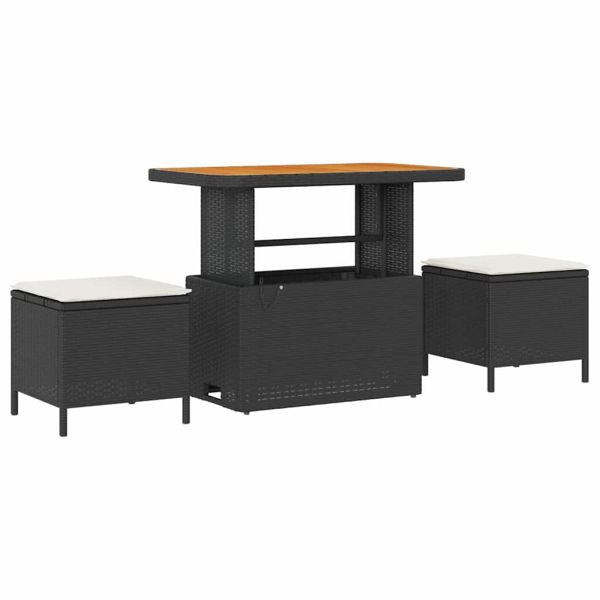 Градински Софа Комплект 8 pcs Черен и кремав полиратан