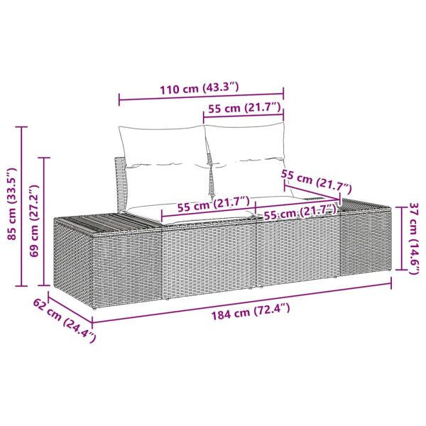 Градински Софа Комплект 9 pcs Черно