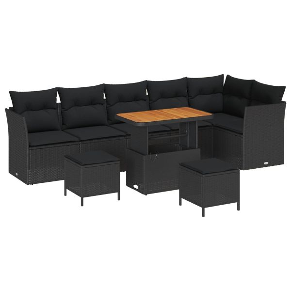 Градински Софа Комплект 9 pcs Черно 90 x 55 x 71 cm