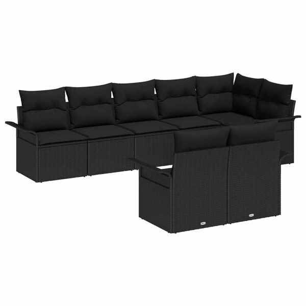 Градински Софа Комплект със съхранение 8 pcs Черно полиратан