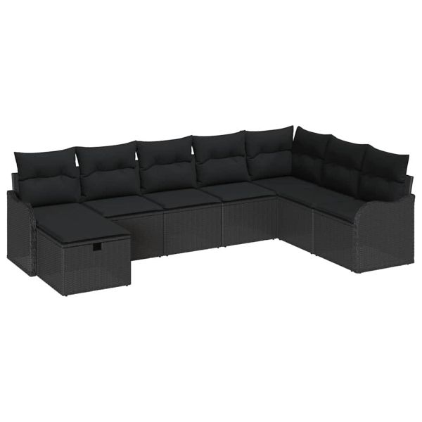 Комплект дивани с възглавница със съхранение Черно полиратан