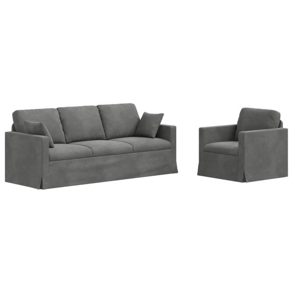Комплект дивани 2 pcs Тъмен сив 198 x 78 x 80 см Кадифе