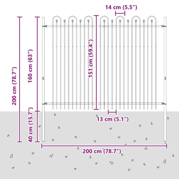 Аркова ограда с колче Черно 200 x 200 cm