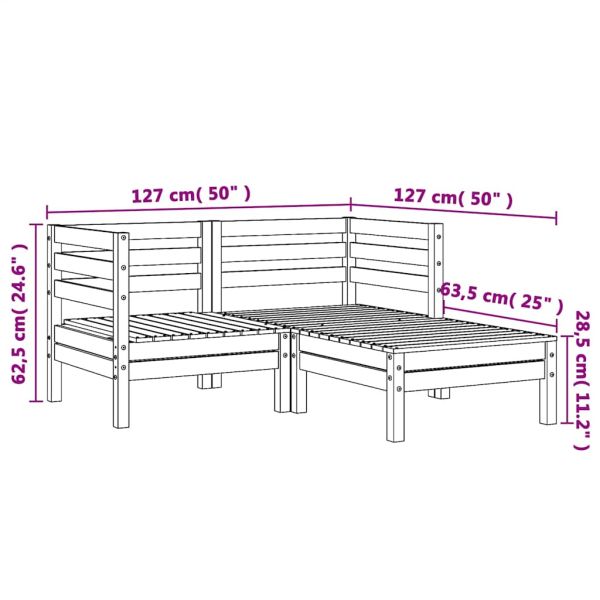 Градински диван с табуретка, 2-местен, дуглас масив