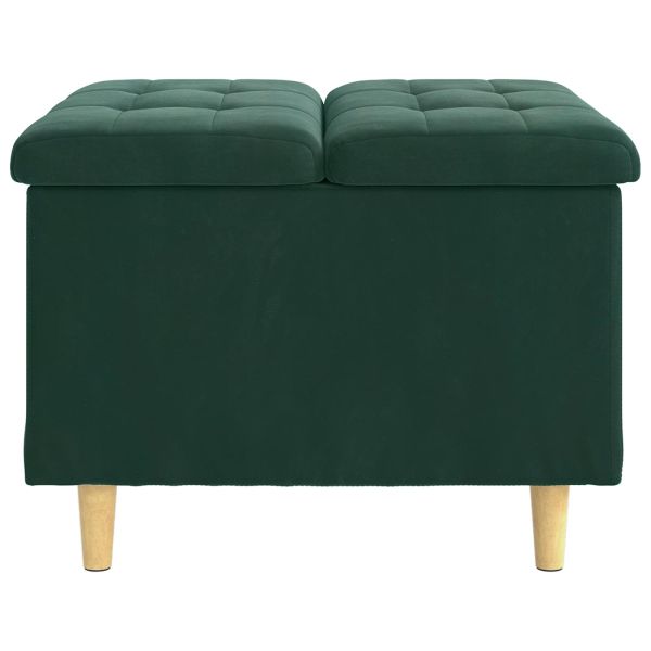 Табуретка с място за съхранение Тъмен зелен Кадифе
