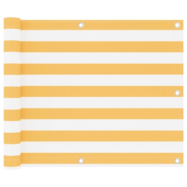 Балконски параван, бяло и жълто, 75x300 см, оксфорд плат