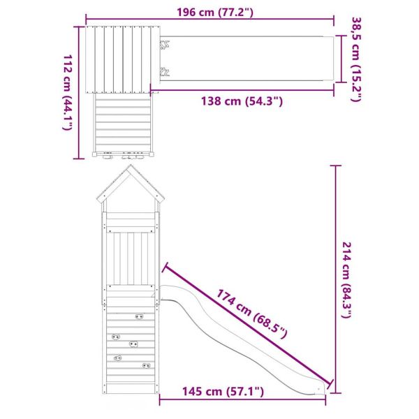 Комбинирано детско съоръжение, масивна дугласка дървесина