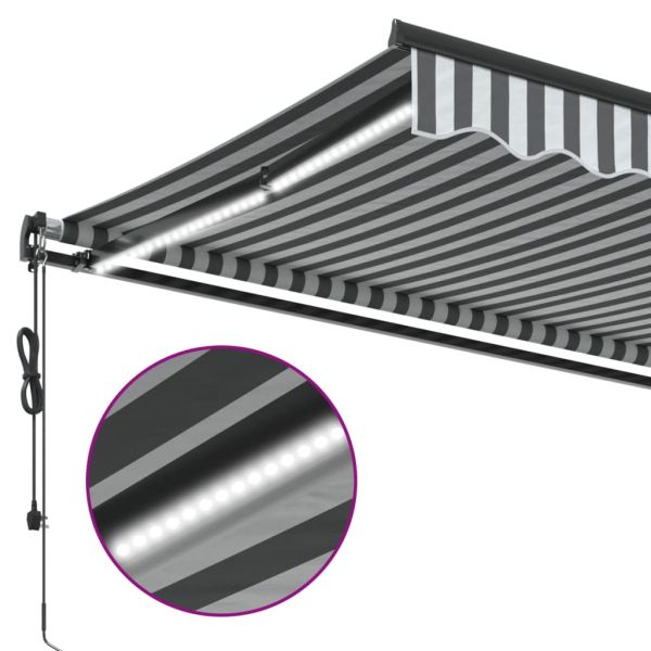 Автоматично прибираща се тента с LED антрацит и бял 450x350 см