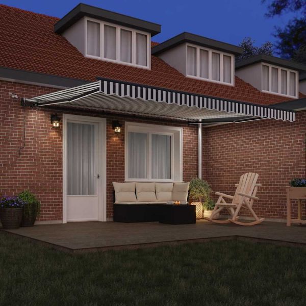 Автоматично прибираща се тента с LED антрацит и бял 450x300 см